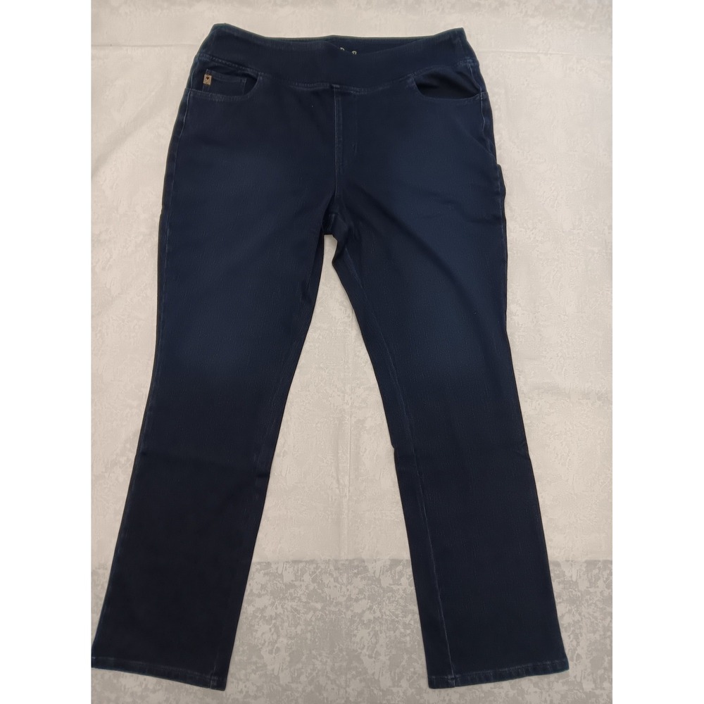 Belle by Kim Gravel Dark Wash Pull On Straight Leg Jeans 22WT Plus Tall A711575